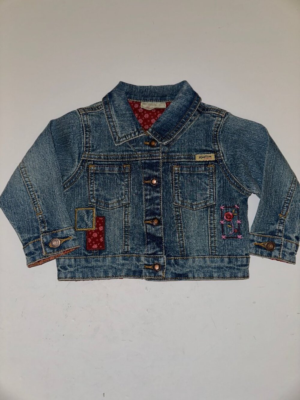 Levi's Baby Denim Jacket Blue 12M Collared Long Sleeve Patches Embroidery